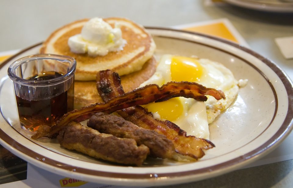 Pancakes, eggs, sausage and bacon: the parts of the original Grand Slam