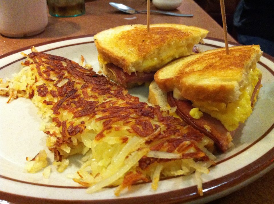 Moons Over My Hammy: ham, egg and cheese on grilled sourdough