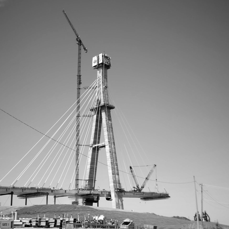 Cables and a crane-topped tower, 2023