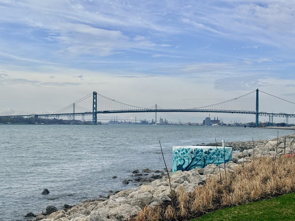 The Ambassador Bridge with the Gordie Howe behind it, 2026