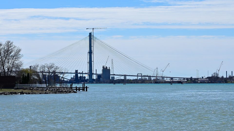 The U.S. tower from the river, April 2024