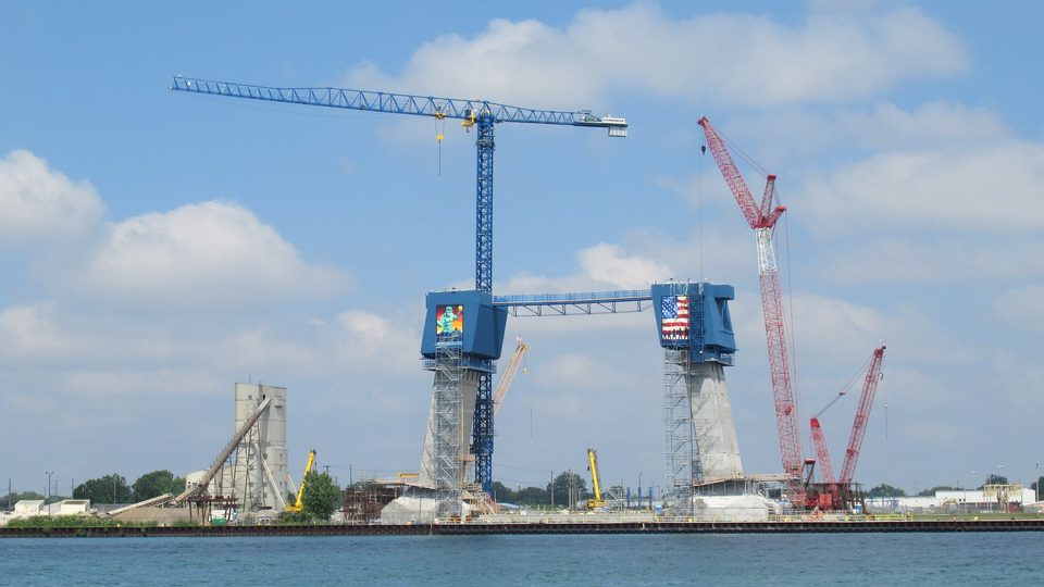Cranes at the U.S. tower site, 2021