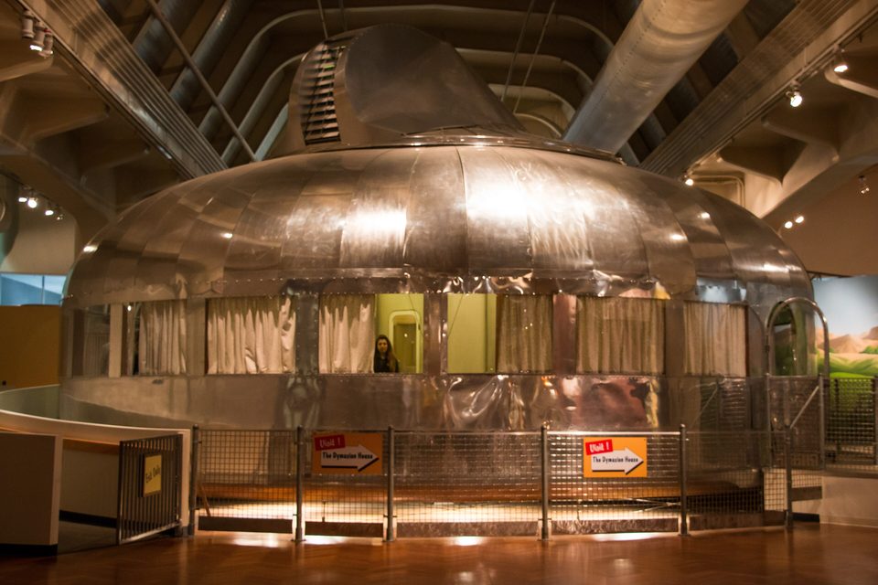 Buckminster Fuller’s aluminum Dymaxion House (1946) inside the museum (photo: 2015)