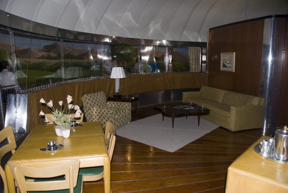 The Dymaxion House living room, which guided walk-throughs let you step into (2010)