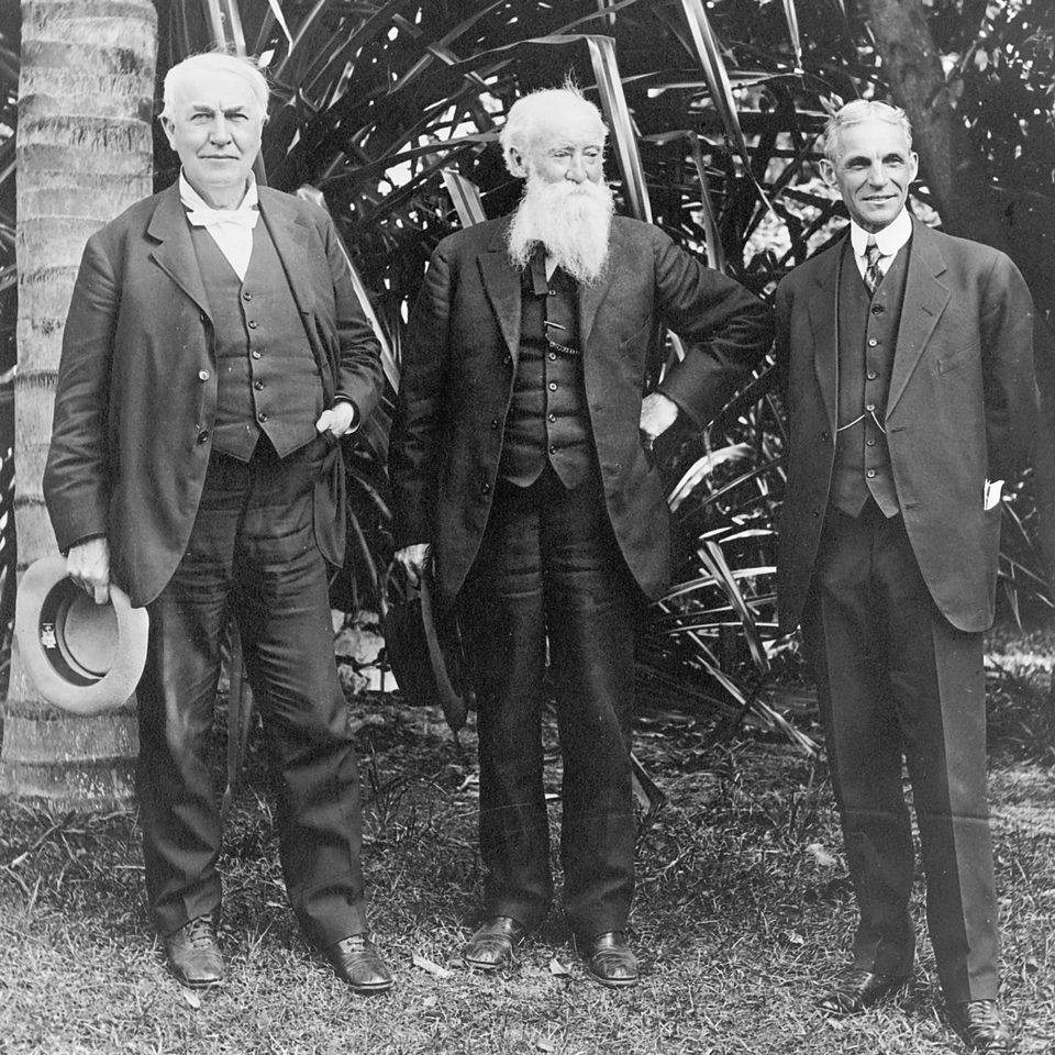 Thomas Edison, John Burroughs and Henry Ford at Edison’s home in Fort Myers, Florida, in 1914