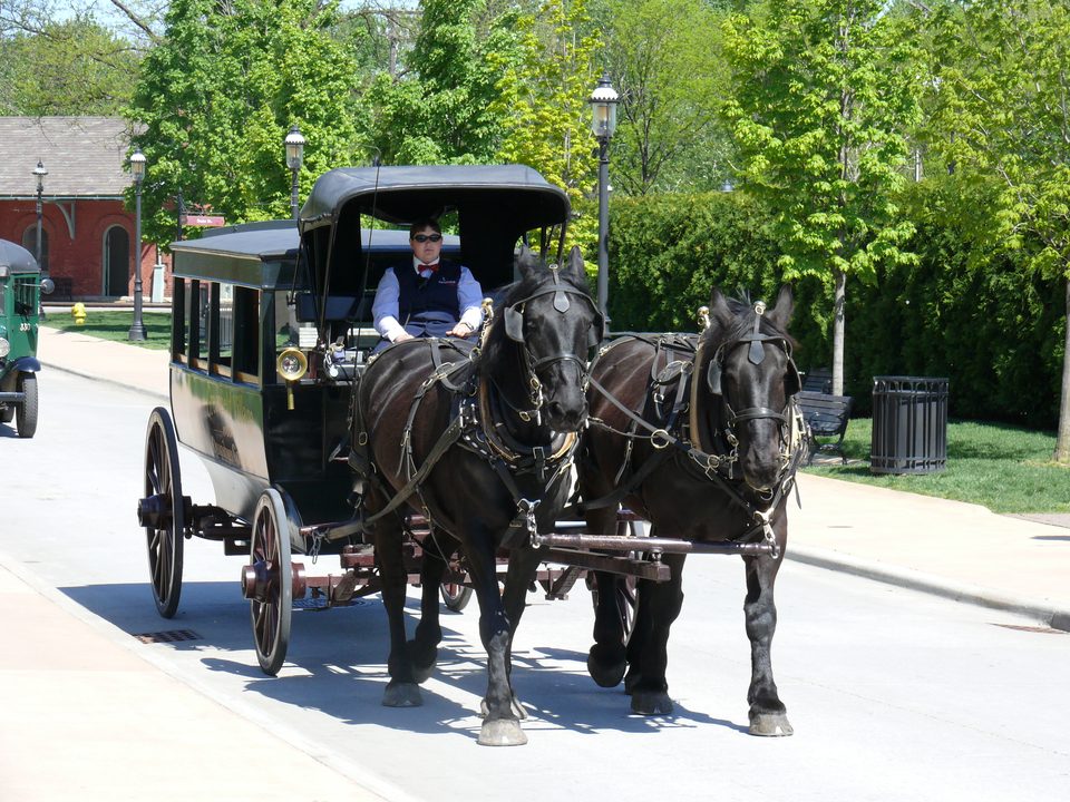 A horse-drawn omnibus in Greenfield Village, May 2007