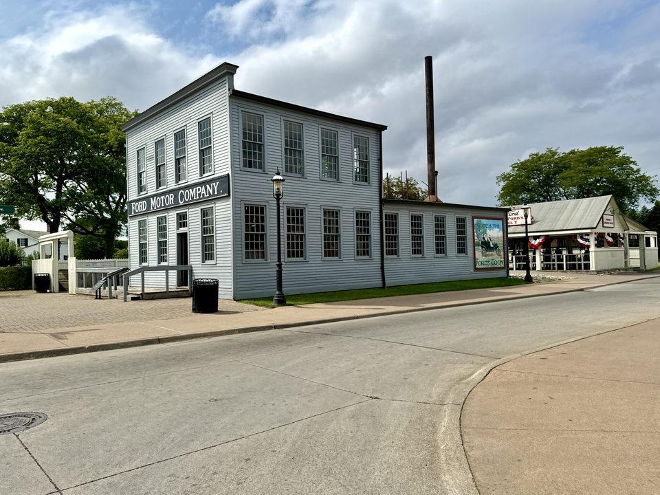 A quarter-size replica of Ford Motor Company’s first plant on Mack Avenue, where the first Model A cars were assembled in 1903 (photo: 2024)
