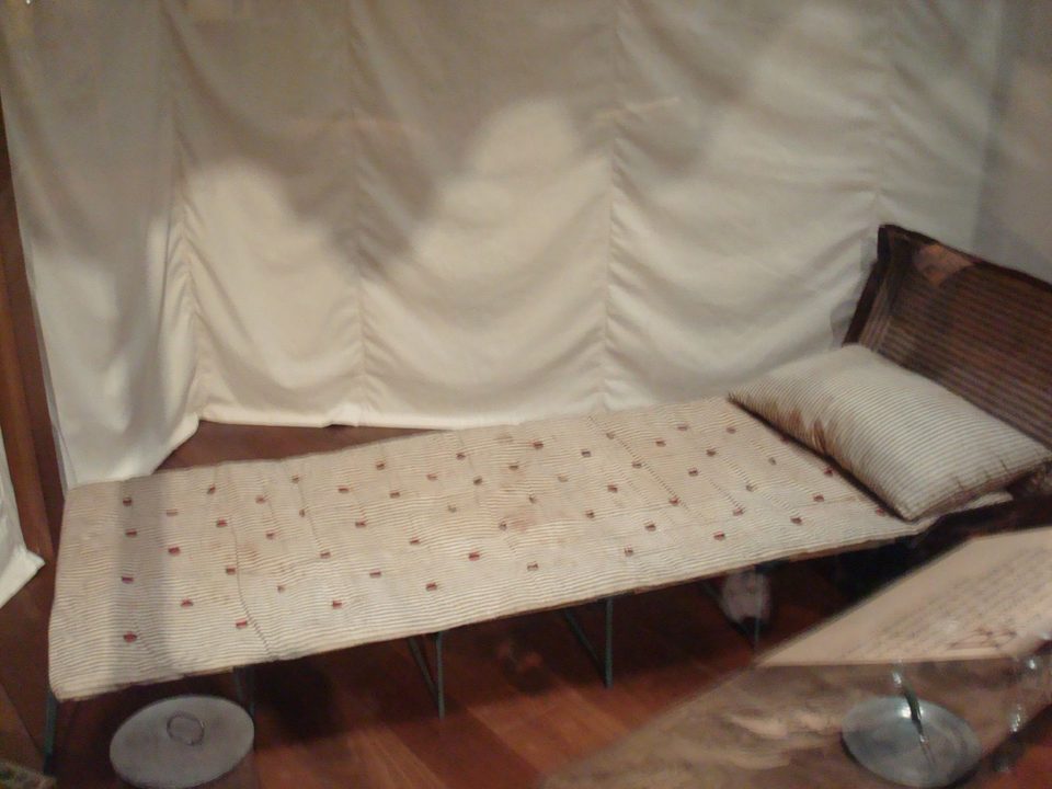 George Washington’s camp bed from his Revolutionary War campaigns in the With Liberty & Justice for All exhibit (photo: 2010)