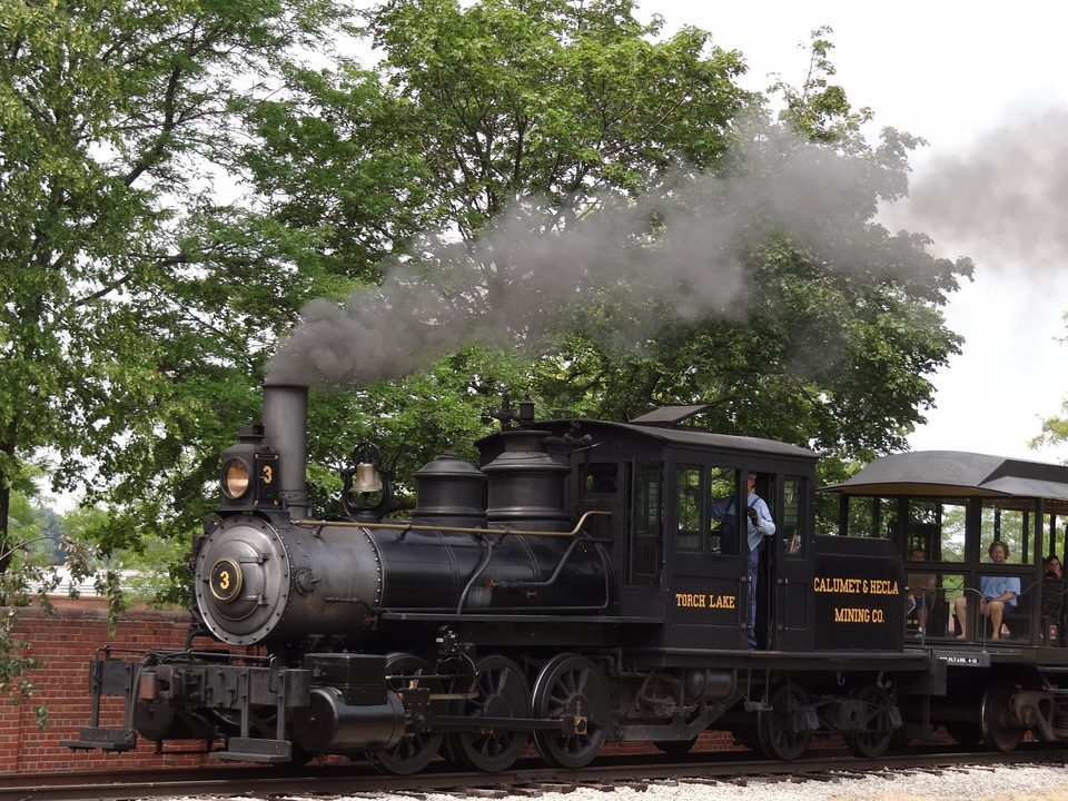 The 1873 Torch Lake steam locomotive pulling a Weiser Railroad train, July 2012