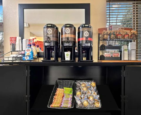 A breakfast corner with coffee machines