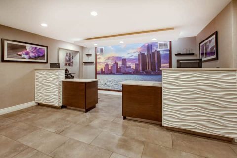 The front desk in the lobby