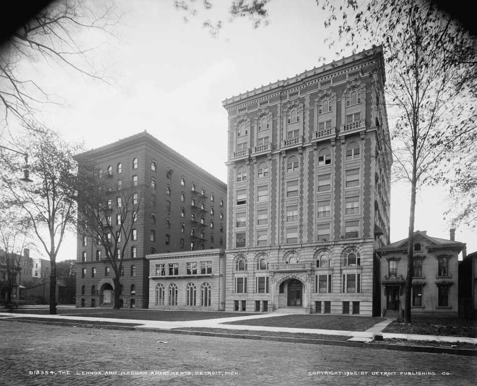 The Lenox and Madison apartment hotel buildings around 1905