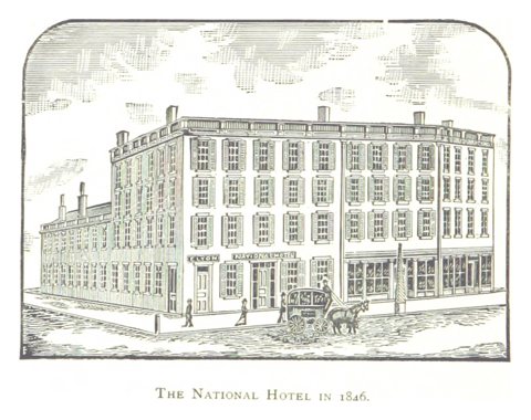 A National Hotel 1846-ban, az épület, amelyből később a Russell House lett, korabeli metszeten
