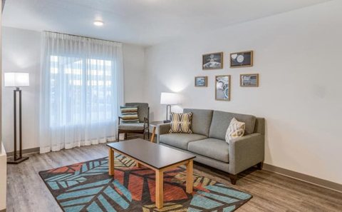 Common lounge with a sofa and rug
