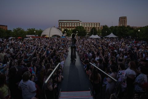 Huge evening crowd around the Kalamazoo Pride stage