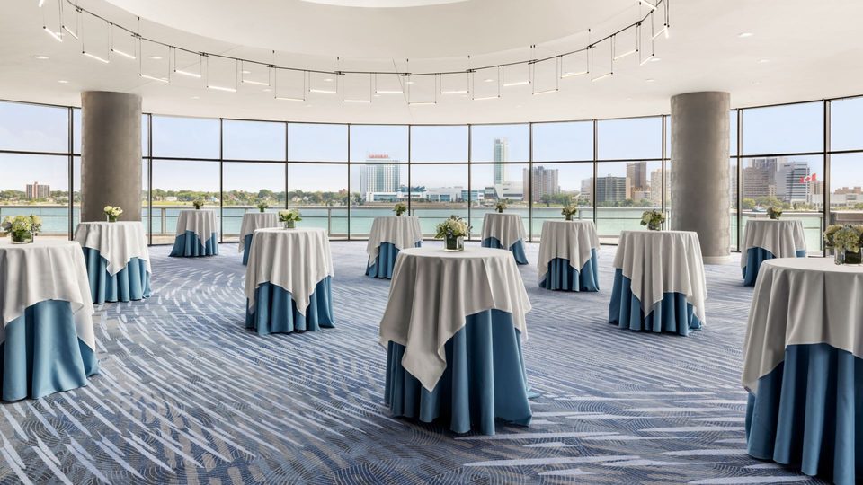 Detroit Marriott at the Renaissance Center — 42 Degrees North ballroom set for a wedding