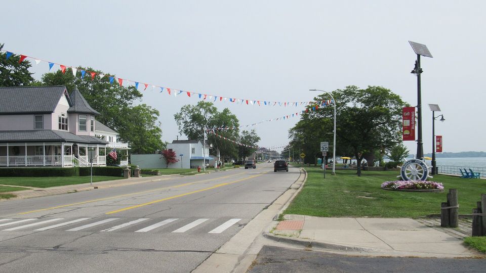 A riverside street in Algonac, August 2023