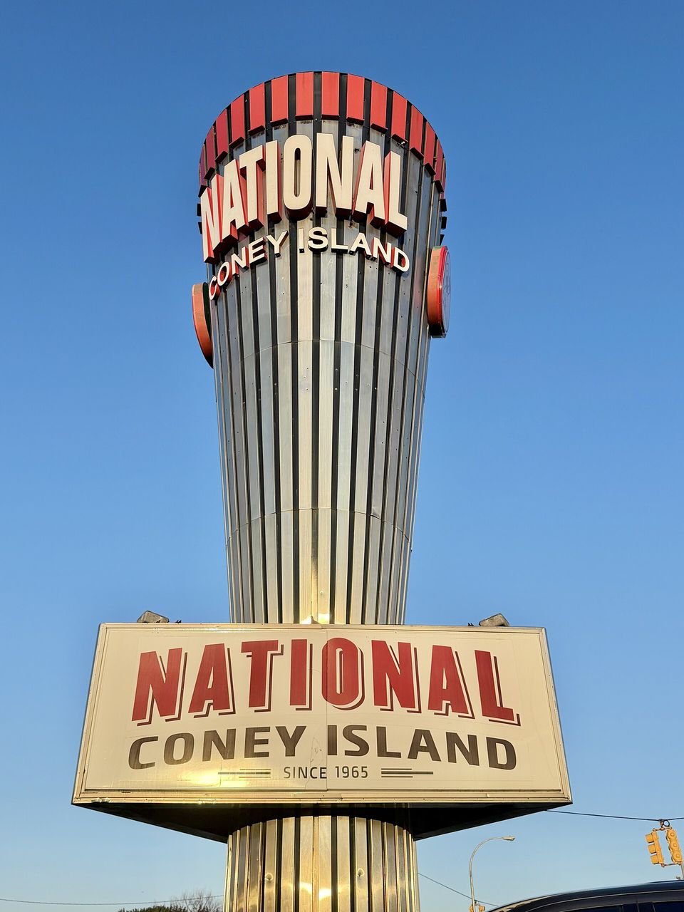 The rotating National Coney Island sign at 11 Mile and Gratiot