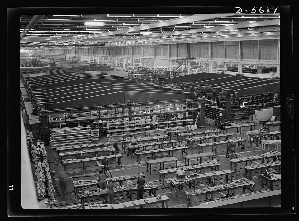 Inside the Willow Run bomber plant during World War II