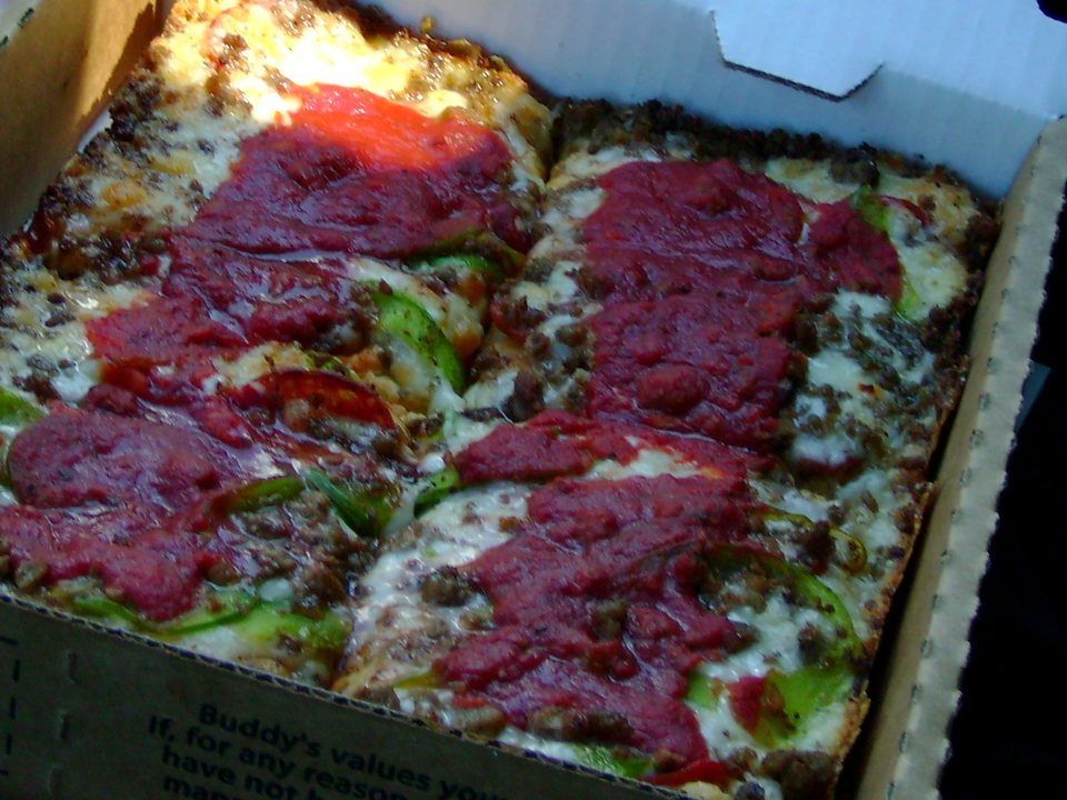 Pizza from the original Conant Street Buddy’s restaurant, 2007